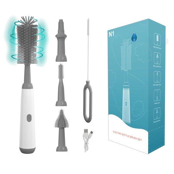 Acodoy Electric Bottle Brush Set with Baby Bottle Brush 4-Piece,Bottle
