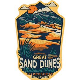 Die Cut Sticker Great Sand Dunes National Park and Preserve, Colorado, Distressed, Vinyl Sticker, (Waterproof Decal for Cars, Water Bottles, Laptops, Coolers), Large