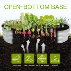 Gardmax Galvanized Raised Garden Bed, Lightweight Planter Boxes Outdoor with Easy Assembly, Large Garden Bed for Vegetables, Fruits, Flower Silver