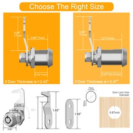 inBovoga 2 Pack Tool Box Locks with Keys, Toolbox Lock Replacement, 1-1/8" Cam Lock Keyed Alike, RV Storage Locks Secure Cabinet Drawer Mailbox, Zinc Alloy