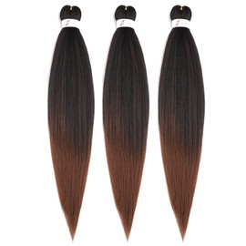 BALINGHAIR Braiding Hair Pre Stretched Kanekalon Braiding Hair Extensions Ombre Black to Brown 26 Inch(1B/30#-3Pcs)