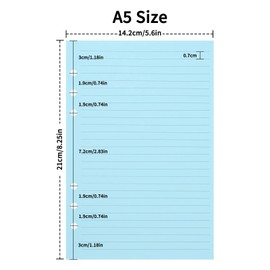 A5 Lined Refill Paper, Colored Ruled Pages for 6-Ring Binder Notebook Journal Planner Organizer, 6-Hole Punched Binder Refill Paper Insert, 50 Sheets/100 Pages,Ruled (8.25 x 5.6") (2)