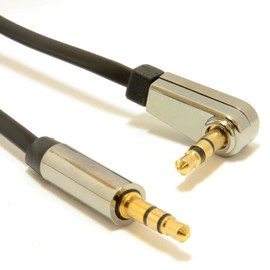 kenable Right Angle Low Profile FLAT Metal 3.5mm Male Jack Cable AUX Audio Lead 5m [5 metres]