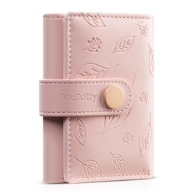 Vulkitty Small Wallet for Women, Trifold Leather Cute Womens Wallet with ID Window, RFID Blocking Security Ladies Wallet, Ultra Slim Compact Card Holder, Stylish Thin Women's Wallet, Pink