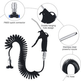 Truck Car Air Duster Gun with 5 Metre (5 * 8mm) Recoil Hose and 6 mm Quick Connector,Heavy Duty Air Gun Cleaning Kit for Lorry Truck Car(Black)