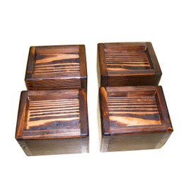 Bed Lifter - Bed Riser for 4-Inch Wide Furniture Legs (Select Lift Height) (4-Inch Lift + Felt Bottom, Stained Finish)