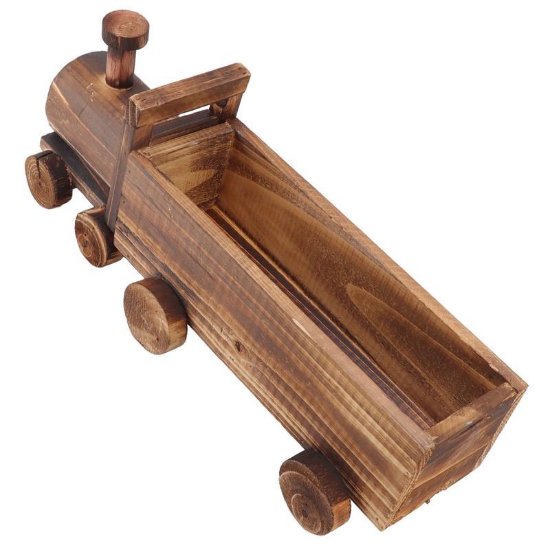 Wooden Flower Pot Cartoon Train Shape Good Ventilation Succulent Flower
