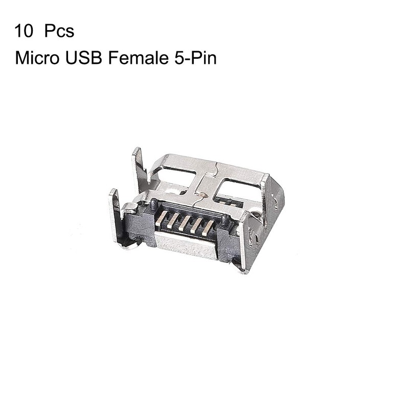 sourcing map 10PCS Micro USB Female Socket Connector Jack Port,
