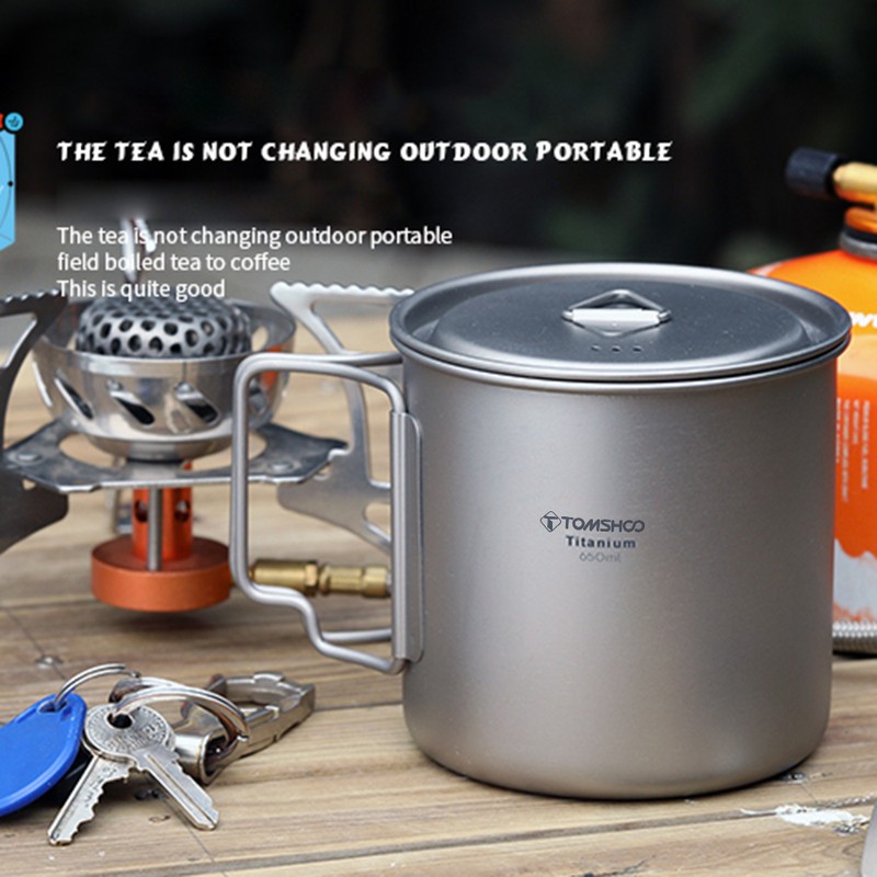TOMSHOO Ultralight Titanium Cup Outdoor Portable 2PCS Cup Set 420ml
