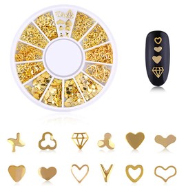 WOKOTO 6 Boxes Gold Silver Hollow Nail Art Studs Set Star Moon Flower Nail Rivet Kit Manicure Jewelry Decorations With 1Pc Tweezers And Picker Pencil