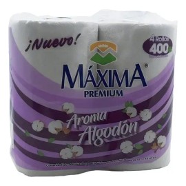 Papel higiénico Maxima Premium 400 Hojas con Algodon doble hoja de 1 u