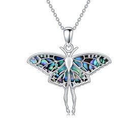 MONGAS Moth Necklace Sterling Silver Moth Pendant Necklace Moth Jewelry for Women