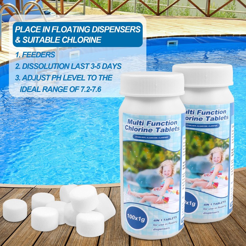 Pool Cleaning Tablets 200 Pieces for Pool, Water Tank, Hot