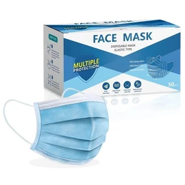 Mastermed Face Mask with Elastic Ear Loops, Disposable, Protective, Anti-Fog, Breathable, Non-Woven Fabric, Safety, Premier Product, Soft and Comfortable - (50/Box, Blue)