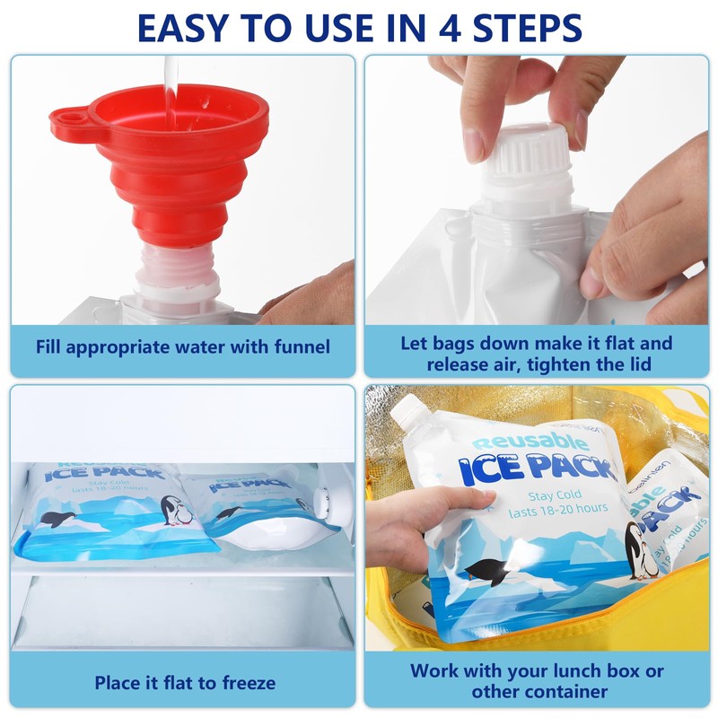 Belinlen 6 Pack Reusable Ice Packs for Cooler, Long Lasting