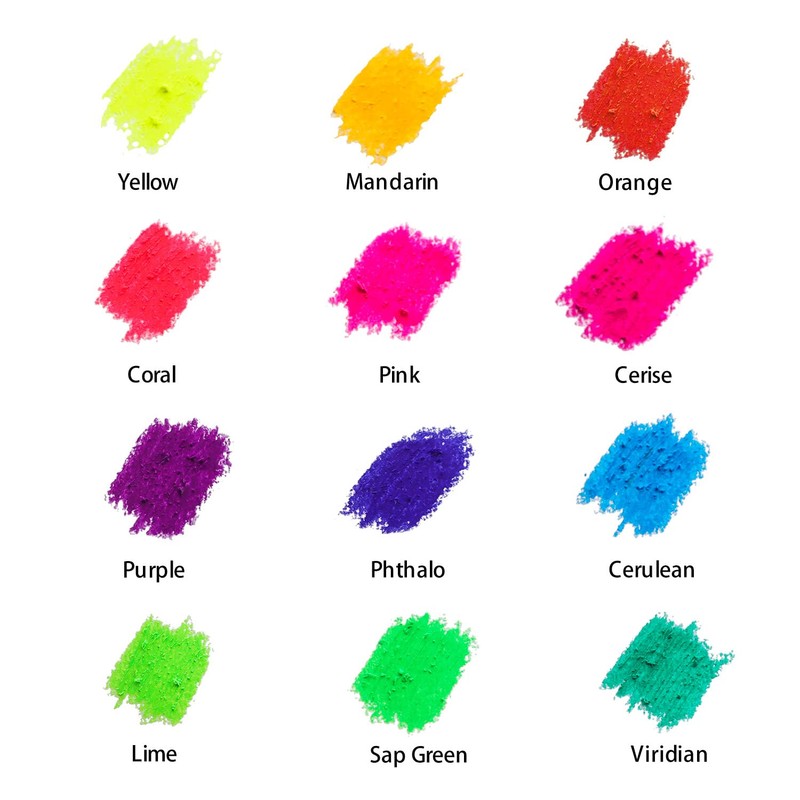 Mont Marte Fluoro Oil Pastels Signature 12pc, 12 Assorted Colours,