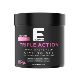 E Elegance Venus Fragance Triple Action Hair Gel for Men and Women - Super Strong Hold, Extreme Volume, and Long Lasting Shine - Flake Free and Refreshing Fragrance - All Hair Types, 8.45 oz