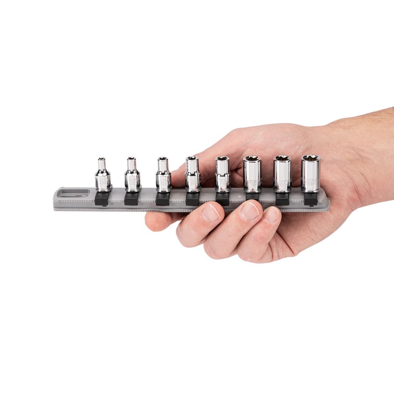TEKTON 1/4 Inch Drive External Star Socket Set with Rail,
