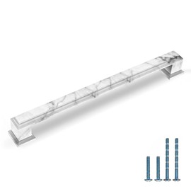 9BUILD 10 Pack 11.3 inch Cabinet Handles White Marble Cabinet Pulls Kitchen Handles for Cabinets Dresser Pulls Zinc Alloy Cabinet Handle Cabinet Hardware