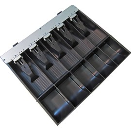 APG Vasario Series Cash Drawer Replacement Tray | Plastic Molded Till for Cash Register| 5 Bill/ 5 Coin Compartments | 14.2" x 2.35" x 12.05" | VPK-15B-2A-BX