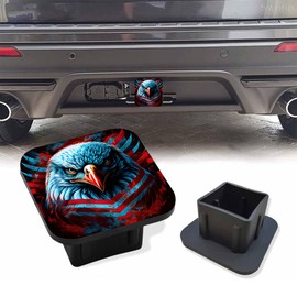 Sutmore Trailer Hitch Cover, Independence Day Eagle American Flag Hitch Cover Rubber Towing Hitch Plug Covers, Square 2 Inch Receiver Tube Plug Cap for Trucks Cars SUVs