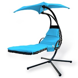 Outdoor Hanging Lounge Chair Replacement Cushion Cover and Umbrella Fabric, Suitable for Curved Chaise Lounge Swinging Hammock Chair Pads, Waterproof Soft Fabric (Cushion Not Included), Blue