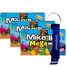 Mike and Ike Chewy Candy – 3 Pack of Movie Theater Boxes (4.25 OZ Each) + Candy Freezer Bottle Opener Keychain – Perfect for Movie Nights & Sharing (Megamix) - Keychain