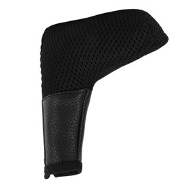 L Shaped Club Cover, Mesh Club Cover with Zipper Closure Woven Cloth Leather Putter Headcover Protector Bag (Black)