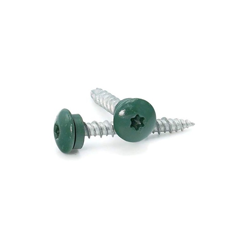 Low Profile Mechanical Galvanized Roofing Screws Green Finish - #10
