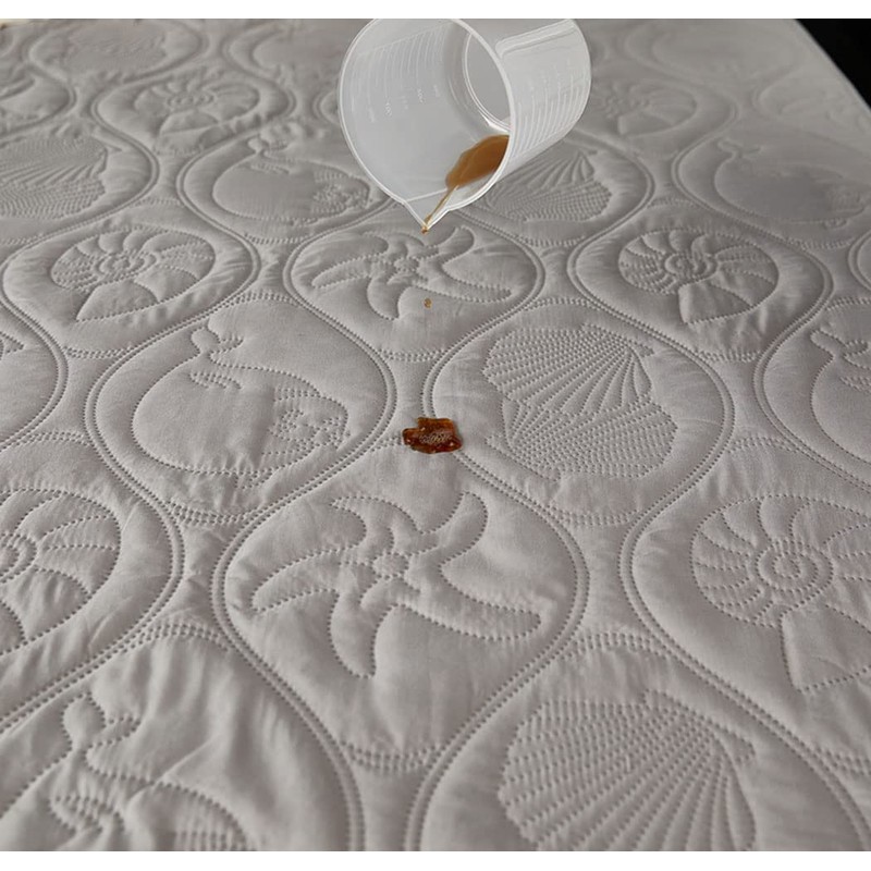 NUZAMAS Waterproof Solid Color Euro Queen Quilted Embossed Mattress Protector