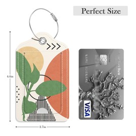 GDJEGE Luggage Tags for Suitcase, 2 Pack PU Leather Travel Cruise Luggage Tag with Privacy Flap, Name ID Label and Metal Loop for Women Men Suitcase Baggage Bag Backpack Instrument, Modern Art