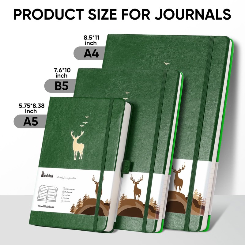 Wiisdatek A5 Lined Journal Notebook - 312 Numbered Pages Leather