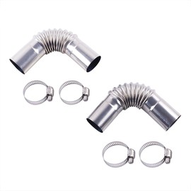 LUXERAD 2pcs Diesel Heater Exhaust Pipe, Stainless Steel 25 mm Auxiliary Heater Exhaust Pipe Elbow Connector with 4 Clamps for Diesel Boat Heating Exhaust Pipes and Tips
