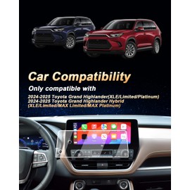 Screen Protector Compatible with 2024-2025 Toyota Grand Highlander/Hybrid,12.3-Inch Navigation Matte Tempered Glass Screen Protector Grand Highlander(XLE/Limited/Platinum) Accessories 9H Hardness Tempered Glass- Matte Finsh