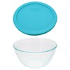 Pyrex 7402 6-Cup Sculpted Glass Mixing Bowl and 7402-PC 6/7-Cup