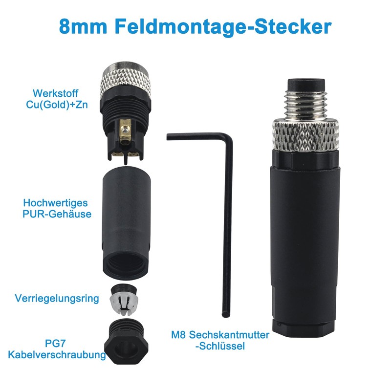 Lonlonty M8 4-Pin Male Plug, Aviation Plug Round Connector Plug