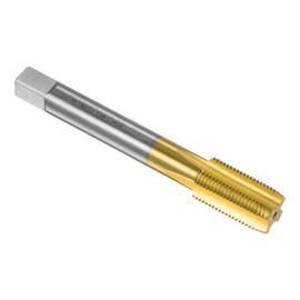 sourcing map Metric Machine Thread Milling Tap M12 x 1 H2 Titanium Coated (Ti-Coated) High Speed Steel 4 Straight Flutes Screw Thread Tapping Threading Machinist Repair DIY Tool