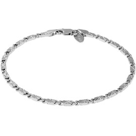 LIFETIME JEWELRY 4mm Diamond Cut Star Flat Link Chain Anklet 24k Real Gold Plated (White Gold, 9)