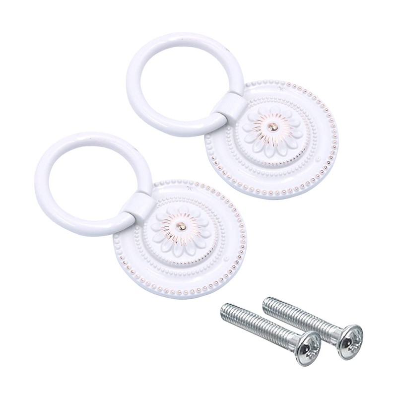 Shiwaki 2Pcs Ring Pulls Circle Knobs, Retro Invisible Hardware Cabinet