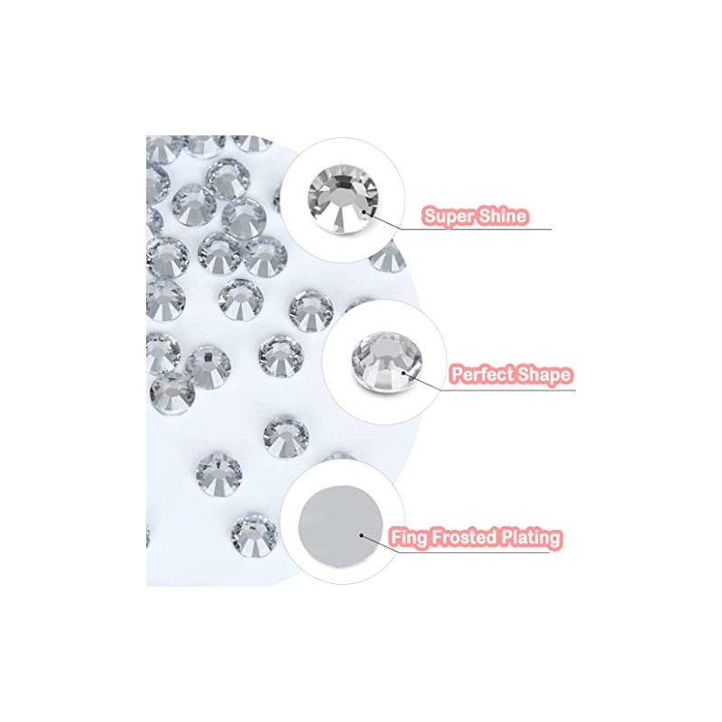 Nail Gems, Flat Back Crystal Rhinestones with Pick Up Tweezer