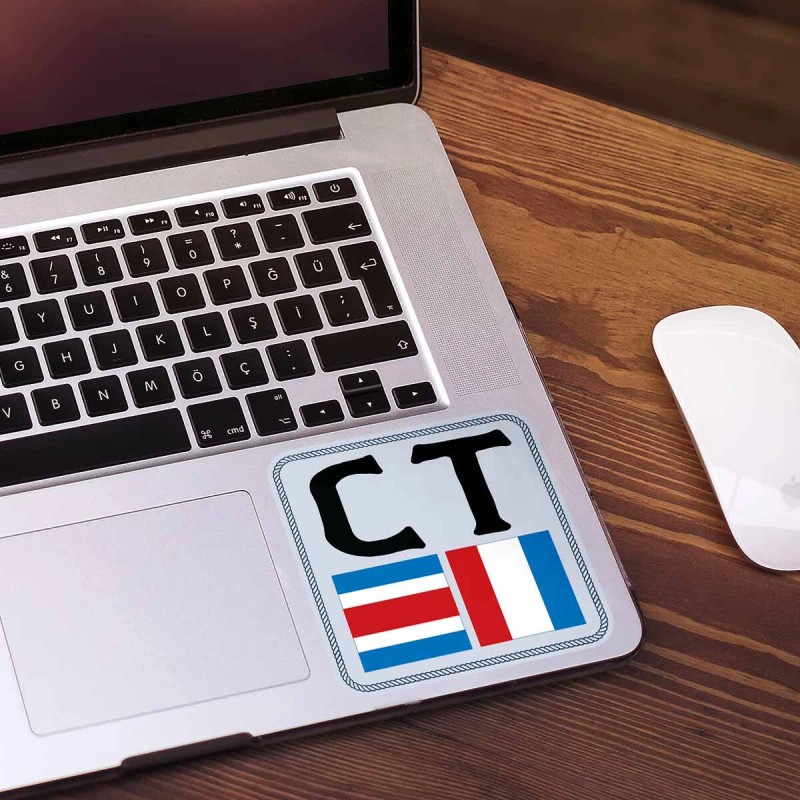 RetroPlanet Vinyl Sticker; Connecticut Nautical Flag, CT State Abbreviation Die