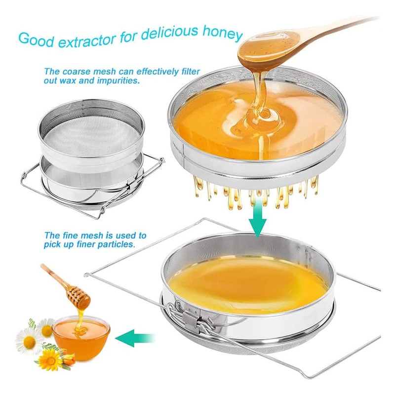 Honey Strainer for 5 Gallon Bucket Stainless Steel Double Sieve