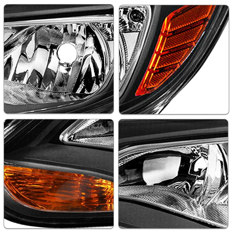 SOCKIR Black Housing Headlight Assembly Fit for 2012-2014 Ford Focus