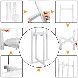 26 Inch Wood Painted Water Dispenser Stand Natural Color Wooden Water Jug Holder Water Crock Dispenser Floor Stand (White)