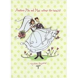 Designer Greetings Groom Carrying Bride: Silver Foil Trim Wedding Congratulations Card