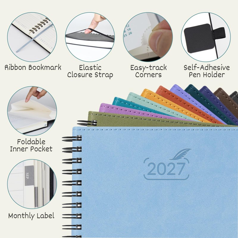 BEZEND Pocket Diary 2027 A6 Week to View Spiral 15.5