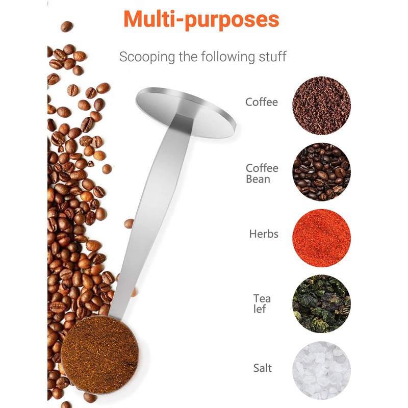 WILLIZTER Two-in-One Stainless Steel Coffee Scoop Tamping Dual-Purpose Coffee Spoon
