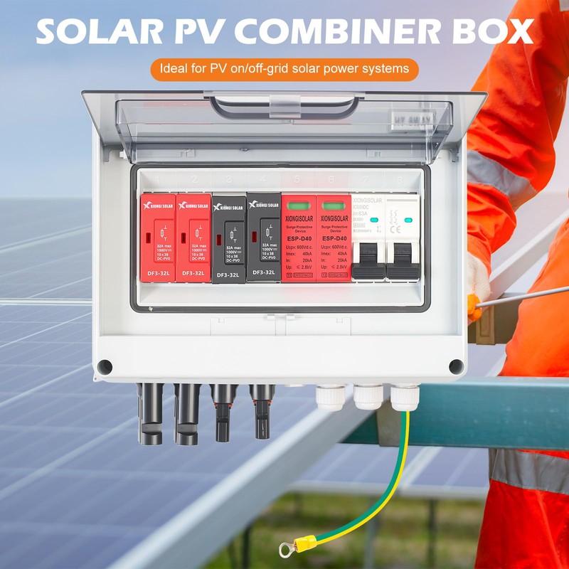 32A 600V DC PV Solar Combiner Box, 2 String 2