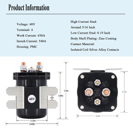 YIXIN Heavy Duty 48V Solenoid Compatible with Club Car E-Z-GO Yamaha Electric G19 Power Drive 4 Terminal #586 Series JR1-H1950-00 73231-G01