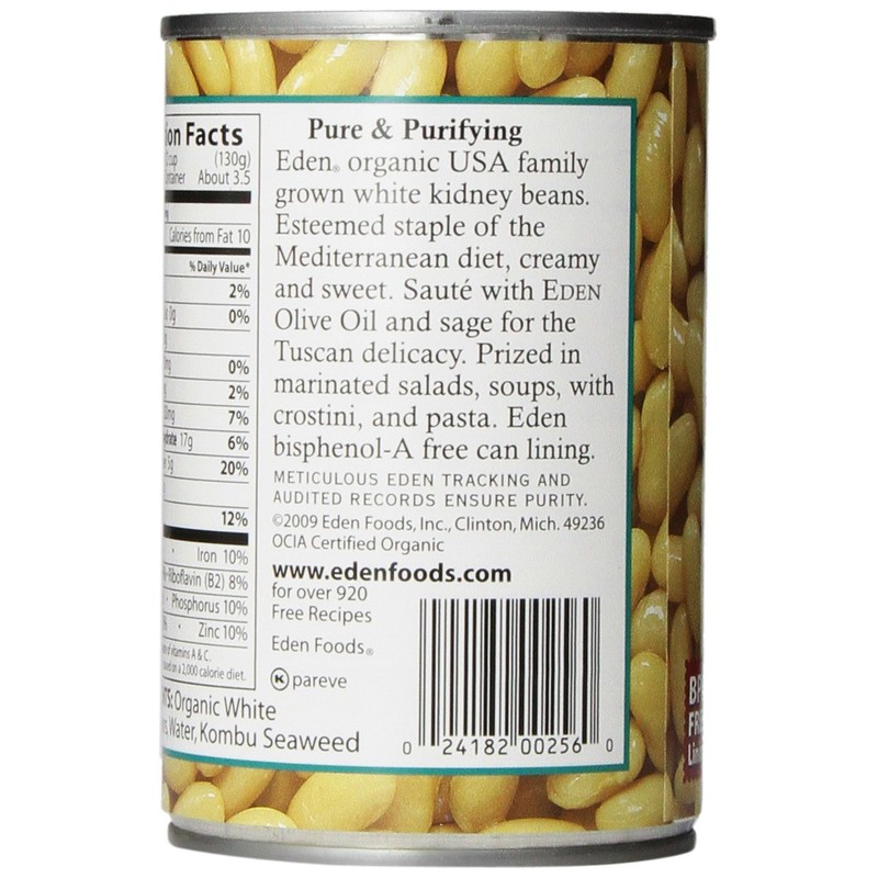 Eden Organic Cannellini White Kidney Beans, 15 Oz